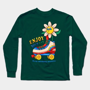 Ejoy yor day, flowers in skates Long Sleeve T-Shirt